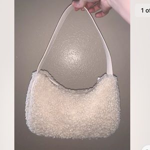 H&M Faux Fur Shoulder Bag Beige Trendy New